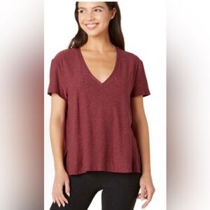 Beyond Yoga Featherweight Spacedye Oversized Shirt 1X Heathered Maroon